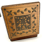 Polish Carved Wood Box Handcrafted Artisan Hinged Lid 4 75  Square