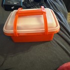 Vintage Tupperware Orange  Pak N Carry Lunch Box Set  excellent Condition