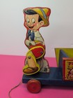 11  Long Vintage 1939 Fisher Price Walt Disney Pinocchio Express Wood Pull Toy O