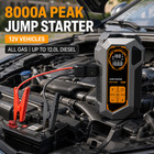 8000a Car Jump Starter With Air Compressor 150psi Tire Inflator Portable Pump