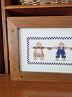 Vintage 1986 Cross-stitch Sampler Folk Art Black Americana Country Decor Signed