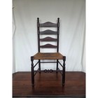 Antique American Ladder Back Chair Hardwood Primitive Folk Rush Seat Americana