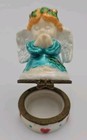 Christmas Angel Trinket Box Shimmer 3    Hinged Hearts Blue Dress Praying W wings