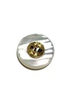 Chanel Vintage Button Pearlescent Shell Mother-of-pearl   Gold Tone Cc Logo
