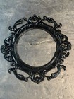 Pair Vintage Cast Iron Ornate Ceiling Light Fixture Trim Rings Black Victorian