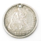 Victorian 1887 L  H  Brown Love Token Hand-engraved Seated Liberty Dime Charm