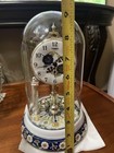Timex Anniversary Ceramic Glass Dome Clock Westminster Chimes Movement Floral