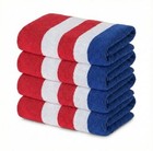 Premium Terry Cabana Beach Towel  Soft Plush Cotton Pool 4 Pack Mariner Stripes