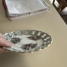 Vintage Japanese Pearl Luster Porcelain Saucer W violet Floral Motif