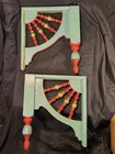 Pair Vintage Decorative Wooden Corbels Painted Wild Color Combinations   Design