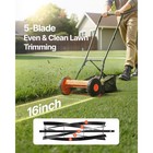 16  Manual Push Reel Lawn Mower 5-blade Adjustable Height Grass Catcher 2 Wheels