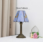 Vintage Tiffany Style Purple Moon Stained Glass Table Lamp Bedside Night Light