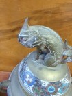 Antique Japanese Bronze Champleve Incense Burner Censer Urn  Dog Finial 