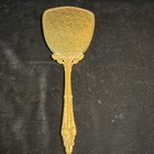Ornate Gold-tone Handheld Vanity Mirror  Floral Design Metal   Glass