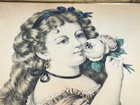 Rare Antique Original 1860 Currier   Ives Lithograph Art Print Darling Rosy