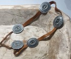 Vtg Navajo Native Silver Large Oval Concho Belt  Leather Tassel 1 Size Rare 48   