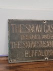 The Snow Gas Engine Brass Plaque Sign Snow Steam Pump Works Buffalo  Ny    Rare 