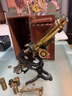 Rare Antique J Swift   Son London Binocular Brass Microscope C 1890 Boxed