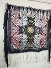 Wwii Gorgeous Taj Mahal Piano Shawl Fringes Scarf Wrap Brocade Woven Fabric 1476
