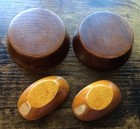 New Asian Sushi Set Of 2 Wooden Chopstick Rests And Bowls Dark   Light Wood 4 Pc