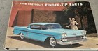 Vintage 1958 Chevrolet  Dealer Salesmen Finger-tip Facts Book In Original Box