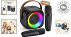 Rechargeable Mini Karaoke Speaker With Two Mics   Colorful Performance Lights