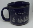 John Deere Coffee Mug Snow Covered Trees Dark Blue