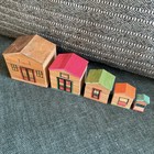Vintage Rare Set Of Wooden Nesting Houses  Made In Japan  Circa 50 60s