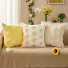 Spring Summer Pillow Covers 18x18 Inch Set Of 2 Farmhouse Decor White Embroid   
