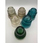 Lot Of 6 Vintage Hemingray Glass Insulators Aqua Teal Green Clear Made In Usa