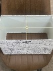 Rectangular Fabric Lamp Shade White black Script Pattern Metal Frame