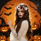 Vivivalue Deer Flower Crown Flower Headband Floral Halo Halloween Party