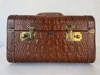 Vtg Croc Alligator Embossed Genuine Leather Travel Train Case Luggage W  Mirror