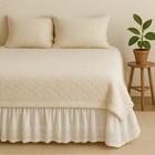 Vintage Queen Bed Skirt Eyelet Lace Embroidered 17    Hem Bohemian Cottagecore