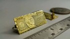 Fine Solid Metal One Hundred Dollar Bill Money Stud Earrings Yellow Gold Plated