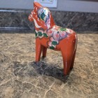 Vintage Dala Horse Swedish Hand Painted Orange Original Label 5   