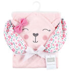Hudson Baby Infant Girl Cotton Animal Face Hooded Towel  Floral Bunny  One Size