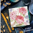  2  Decoupage Napkins Two Individual Paper Luncheon - Pink Peonies Floral Napkin