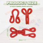 Sewing Hooks And Eyes  28mm Covered Hook Eye Closure  10 Pack  Red 