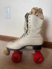 Riedell Vintage White Leather Roller Skates With Red Wheels And Usfars Case