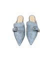 Linea Paolo Suede Pointed Toe Buckle Mules In Taupe