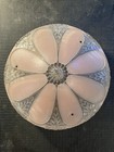 Vintage Art Deco Frosted Pink Glass 3 Hole Hanging Light Shade Scalloped Pre Own