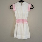 Vintage Girls Medium White Pink Bow Peter Pan Collar Sailor Dress Preppy Coastal