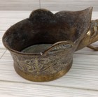 Vintage Chinese Antique Brass   Rosewood Silk Iron For Silks 10  Large