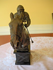 Vintage Delaware Park Jockey Riding Racehorse Statue - Horse Head bust
