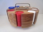  Poker Chip Carousel Caddy W leather Cover  Poker Chips -red White Blue  Vintage