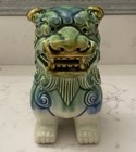 Vintage Chinese Guardian Foo Dog Ceramic Glazed Green Statue Figurine 5 5  Tall