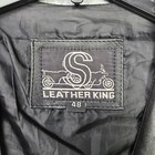Vintage Black Biker Motorcycle Leather King Vest Size 48   Harley Davidson Patch