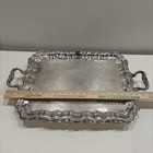 Large  Vintage Sheridan Heated Silver Plate Footed Butler Serving Tray  untested