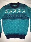 Vintage  White Stag  Reindeer Snowflake Wool Ski Sweater M